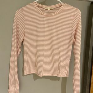 Pink and white long sleeve cropped shirt